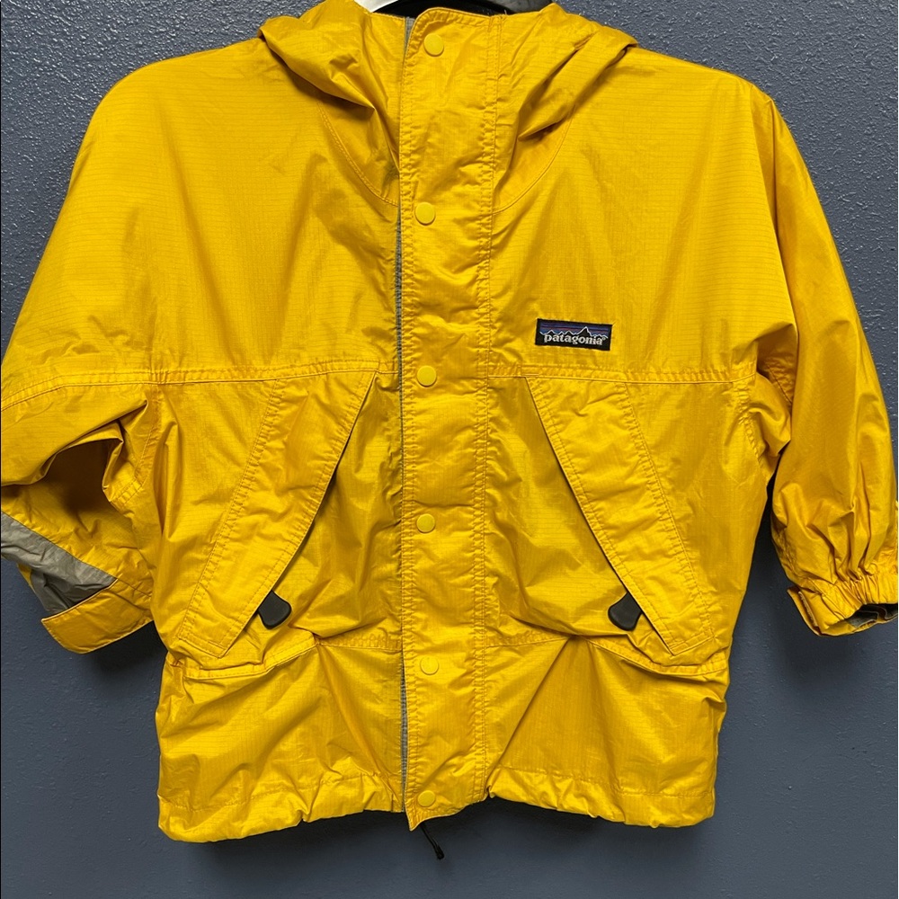 PATAGONIA Kids Yellow Reflective Rain Jacket XXS